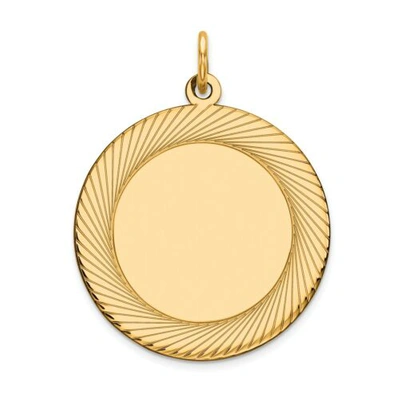 Pre-owned Accessories & Jewelry 14k Yellow Gold 22mm Etched Design Circular Engravable Disc Charm