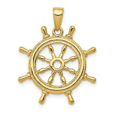 Pre-owned Superdealsforeverything Real 14kt Yellow Gold 3d Ships Wheel Pendant