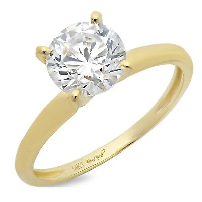 Pre-owned Pucci 1.1ct Round Cut Bridal Simulated Engagement Anniversary Ring 14k Yellow Gold In White/colorless