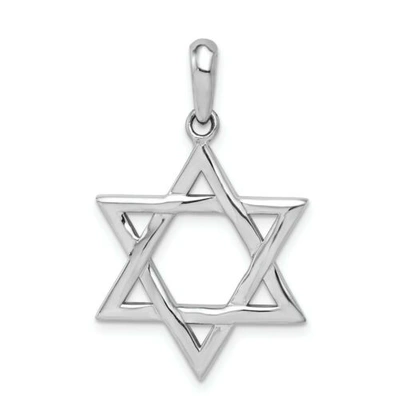 Pre-owned Goldia 14k White Gold Polished Solid Star Of David Jewish Symbol Religious Pendant