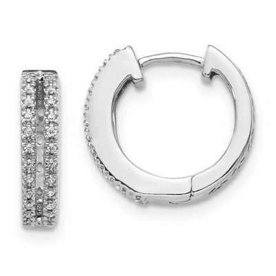 Pre-owned Jewelry 14k White Gold Diamond Hinged Round Hoop Earrings