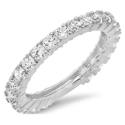 Pre-owned Pucci 1.2ct Round Cut Simulated Eternity Designer Anniversary Band 14k White Gold In White/colorless