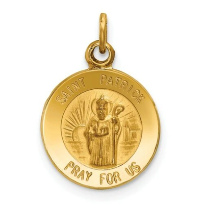 Pre-owned Accessories & Jewelry 14k Yellow Gold Polished Saint Patrick "pray For Us" Religious Medal Charm