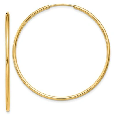 Pre-owned Goldia 14k 1.5mm Polished Round Endless Hoop Earrings In Yellow