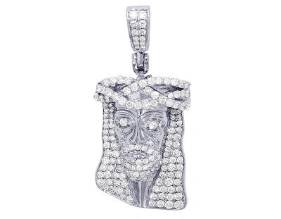 Pre-owned Jewelry Unlimited Men's Real Jesus Face Diamond Pendant 2 2/5 Ct 14k White Gold 1.8" In G-h