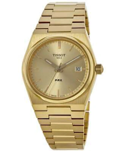 Pre-owned Tissot Prx 35mm Champagne Dial Gold-tone Unisex Watch T137.210.33.021.00