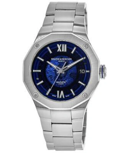 Pre-owned Baume Et Mercier Baume & Mercier Riviera Automatic Blue Dial Steel Men's Watch 10616