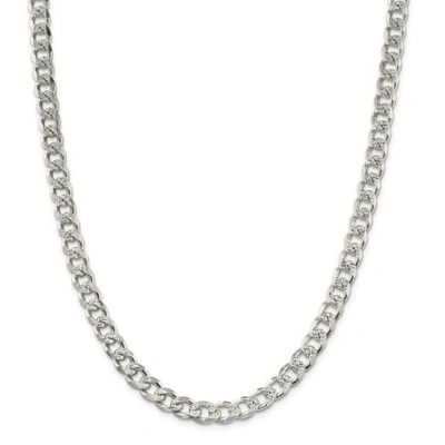 Pre-owned Accessories & Jewelry Sterling Silver 8mm Pave Diamond Cut Solid Curb Chain W/ Lobster Clasp 20" - 26"