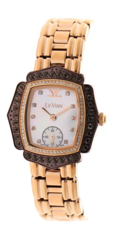 Pre-owned Le Vian Levian Watch Featuring Vanilla Diamonds In Gold Stainless Steel Strap