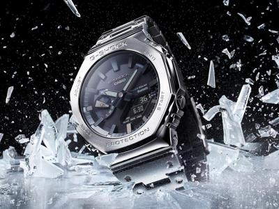 Pre-owned Casio G-shock Gm-b2100d-1ajf Full Metal Silver Bluetooth Solar Watch Japan F/s