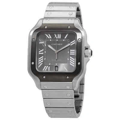 Pre-owned Cartier Santos Large Model Automatic Grey Dial Men's Watch Wssa0037