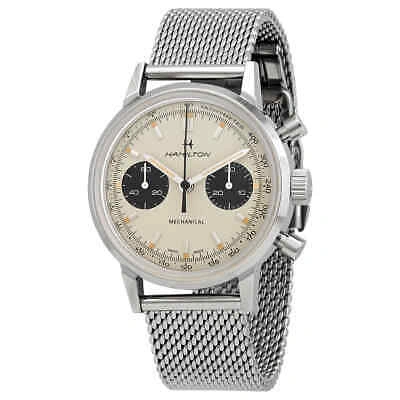 Pre-owned Hamilton Intra-matic Chronograph Hand Wind Silver Dial Men's Watch H38429110