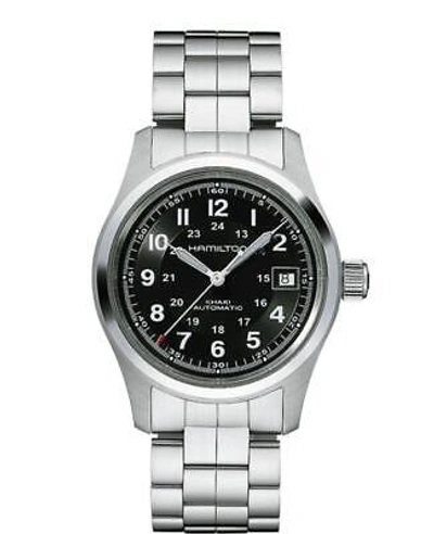 Pre-owned Hamilton Khaki Field Auto 38mm Black Dial Steel Men's Watch H70455133