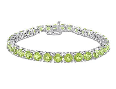 Pre-owned Harmony 19.50 Carat (ctw) Peridot Bracelet In Sterling Silver (7.25 Inches) In White