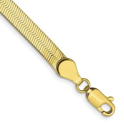 Pre-owned Phoenix Fire Corporation Gold Herringbone Chain Bracelet | Designs By Nathan | 4mm 7" | Flat In Yellow