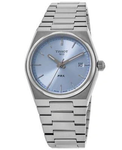 Pre-owned Tissot Prx 35mm Light Blue Dial Steel Unisex Watch T137.210.11.351.00