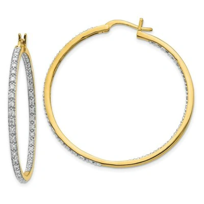 Pre-owned Goldia 14k Diamond In/out Hoop Earrings In Yellow