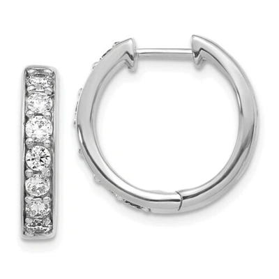 Pre-owned Jewelry 14k White Gold Diamond Hoop Earrings