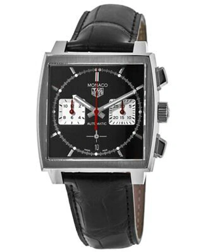 Pre-owned Tag Heuer Monaco Chronograph Black Dial Black Men's Watch Cbl2113.fc6177