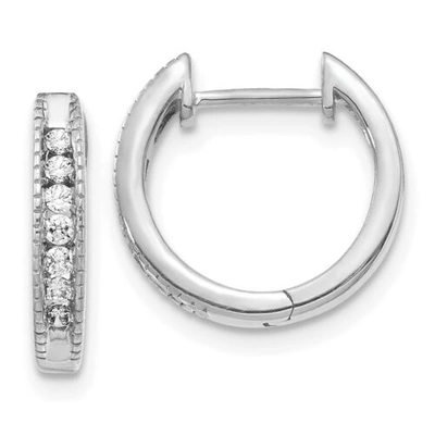 Pre-owned Jewelry 14k White Gold Diamond Hoop Earrings