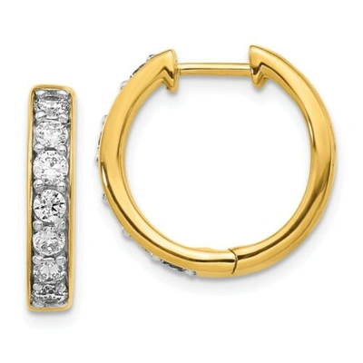 Pre-owned Jewelry 14k Yellow Gold Diamond Hoop Earrings