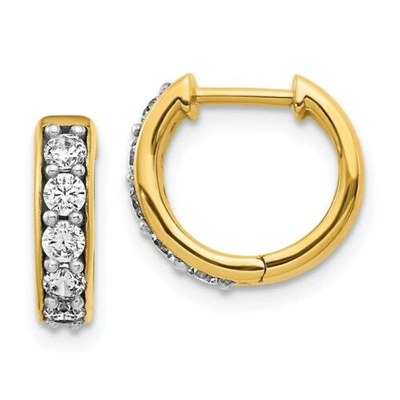 Pre-owned Jewelry 14k Yellow Gold Diamond Hoop Earrings
