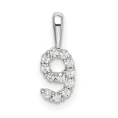 Pre-owned Superdealsforeverything Real 14kt White Gold Diamond Number 9 Pendant