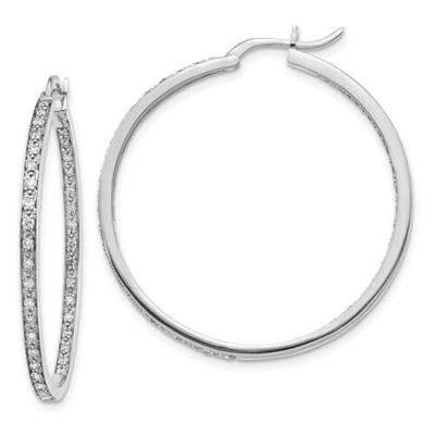 Pre-owned Goldia 14k White Gold Diamond In/out Hoop Earrings
