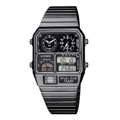 Pre-owned Citizen Jg2105-93e Black Ana-digi Temp Reproduction Model Men Watch In Box