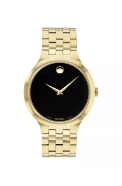 Pre-owned Movado Brand  Men's Veturi 40mm Yellow Gold Black Dial Watch 0607417