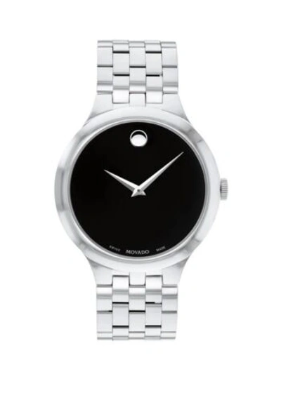 Pre-owned Movado Brand  Men's Veturi Black Dial Stainless Steel 40mm Watch 0607415