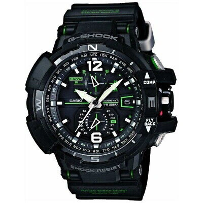 Pre-owned Casio G-shock Gw-a1100-1a3jf Black Green Sky Cockpit Men's Watch In Box