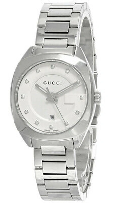 Pre-owned Gucci Gg2570 29mm Ss Diamond White Dial Women's Watch Ya142504