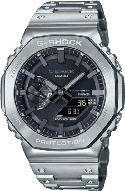 Pre-owned Casio G-shock Gm-b2100d-1ajf Full Metal Silver Bluetooth Solar Watch Men