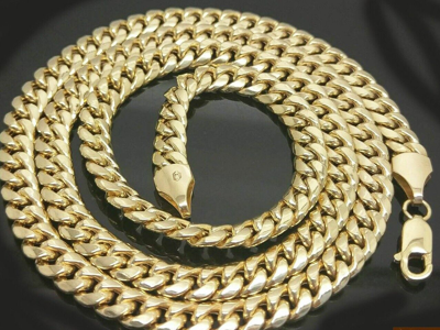 Pre-owned My Elite Jeweler Miami Cuban Link Chain Necklace 7mm Real 10k Yellow Gold 20 Inch, Men's & Women
