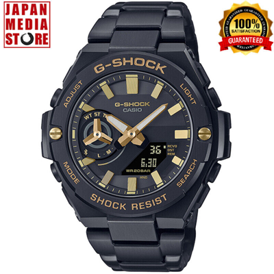 Pre-owned Casio G-shock Gst-b500bd-1a9jf G-steel Black X Gold Bluetooth Solar Men Watch
