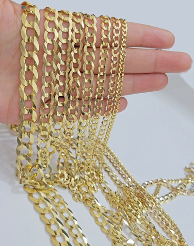 Pre-owned My Elite Jeweler Real 10k Gold Chain Solid Cuban Curb Link Necklace 3mm-11mm , 18"-30" Inch Mens In Yellow