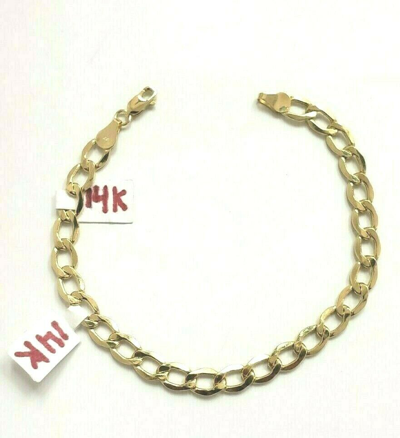 Pre-owned My Elite Jeweler Men's & Women's 14k Yellow Gold Cuban Link Bracelet 6 Mm 8 Inches Long Real Gold