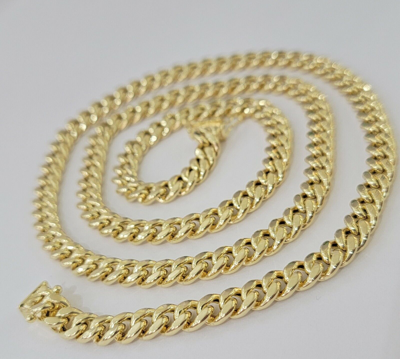 Pre-owned My Elite Jeweler Real 10k Gold Miami Cuban Link Chain Necklace 7mm 26" 10kt Yellow Gold Box Lock