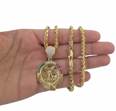 Pre-owned Globalwatches10 10k Yellow Gold 50 Pesos Charm Pendent 4mm Palm Chain 22" Inch Necklace Chain