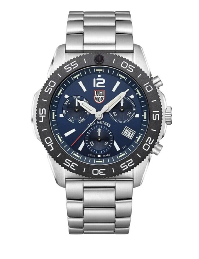 Pre-owned Luminox Swiss Made Pacific Diver Chronograph Blue Dial Steel Mens Watch Xs.3144