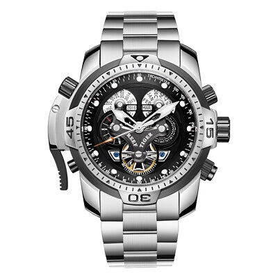 Pre-owned Reef Tiger Men Luxury Automatic Mechanical Wrist Watch With Year Month Date Week