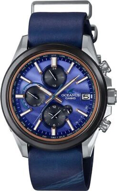 Pre-owned Casio Oceanus Ocw-t4000ale-2ajr Indigo Solar Radio Men's Watch Bluetooth