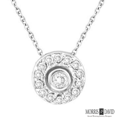 Pre-owned Morris 0.25 Carat Natural Diamond Bezel Pendant Necklace 14k White Gold