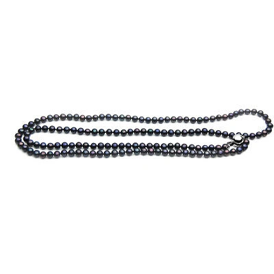 Pre-owned Pacific Pearls® Genuine 5mm Freshwater Black Pearl Necklace 20% Off Gift For Mum