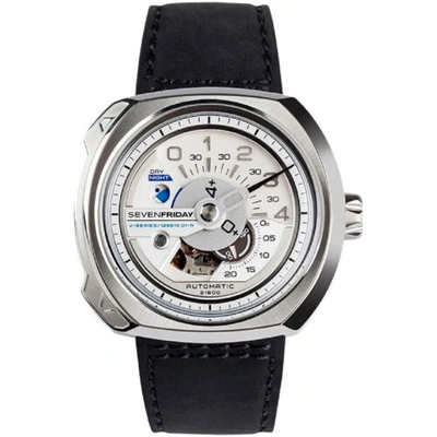 Pre-owned Sevenfriday Men's Watch V-series Silver Dial Power Reserve Leather Strap V1-01