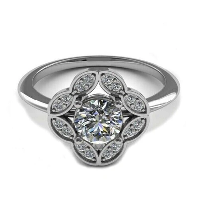 Pre-owned Black Diamond Flower Design 3 Ct Diamond Ring Great Clarity Vvs1 Certified In White