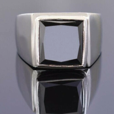Pre-owned Ambika 50 Cts Black Diamond Ring, Certified, Aaa Grade Great Shine & Luster In Fancy Black