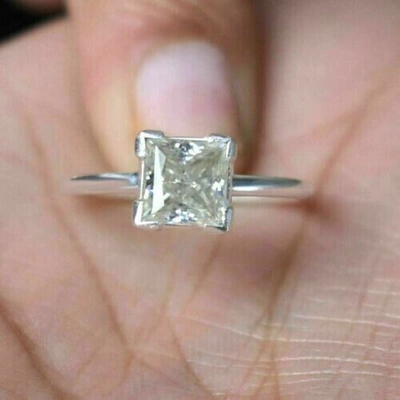 Pre-owned Ambika 1.50 Ct Princess Cut I/vs Solitaire Diamond Engagement Ring Gorgeous Jewelry In White Off