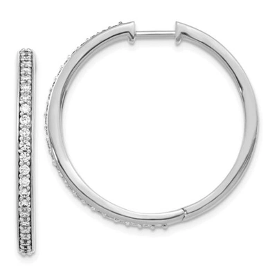 Pre-owned Jewelry 14k White Gold Diamond Hoop Earrings